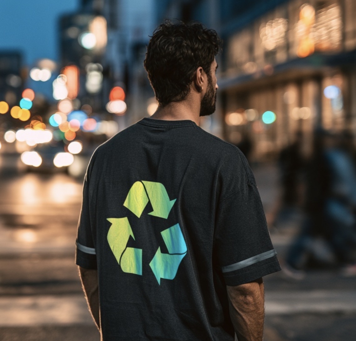 Camiseta com estampa colorida aplicada nas costas