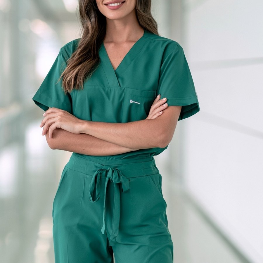 Conjunto scrub verde de gola V